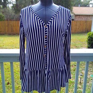 Acting Pro womp Top, Size Large, Color Blue and white Stripes